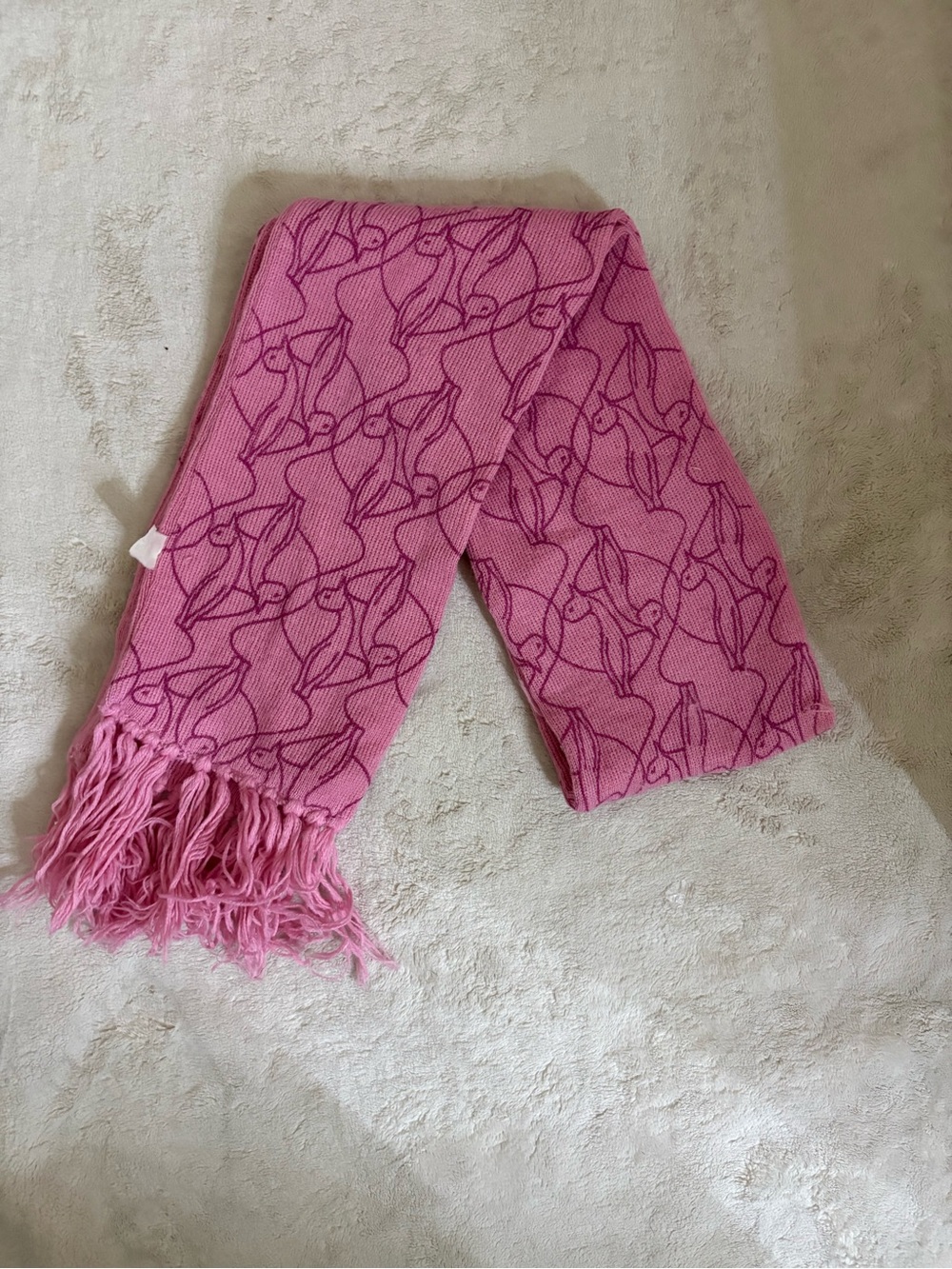 Vintage Baby Phat Pink Monogram Knit Fringe Scarf Y2K 2000s Logo